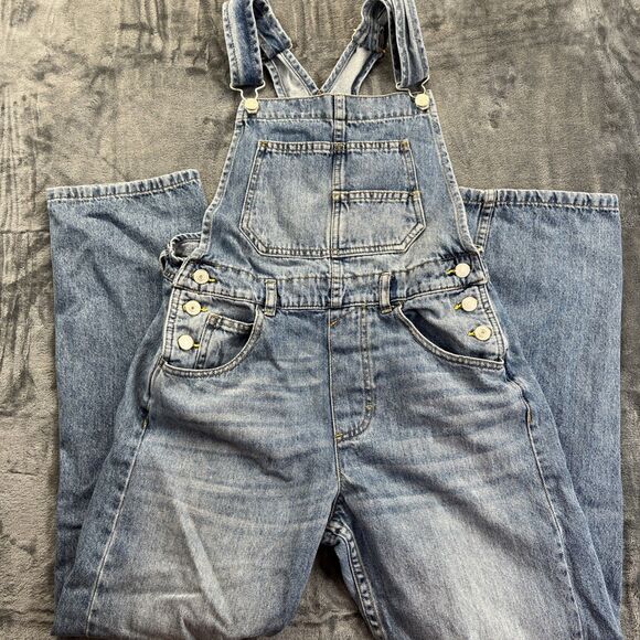 Free People Denim - We The Free People Overalls Womens Size XS Blue Ziggy Straight Leg Denim Bib